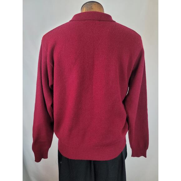 Brooks Brothers Men's 100% Lambswool Collared Argyle Sweater Size M Red Burgundy - Picture 5 of 10